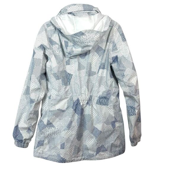 The North Face Jacket Women's S/P Blue White Print Windbreaker Hooded Shell - Picture 2 of 15